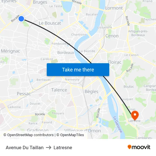 Avenue Du Taillan to Latresne map