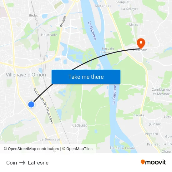 Coin to Latresne map