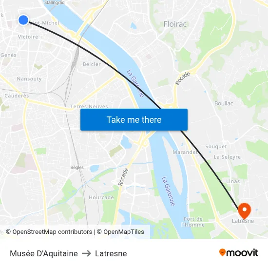 Musée D'Aquitaine to Latresne map