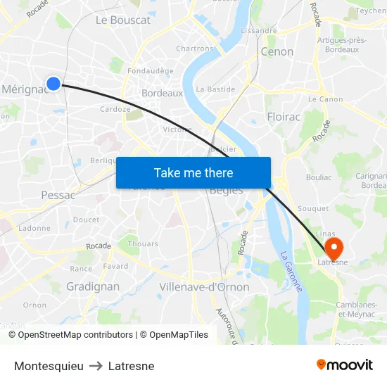Montesquieu to Latresne map