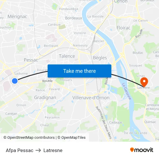 Afpa Pessac to Latresne map