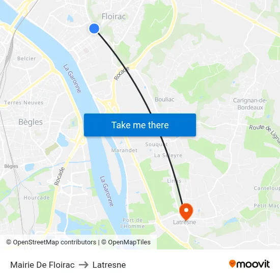 Mairie De Floirac to Latresne map
