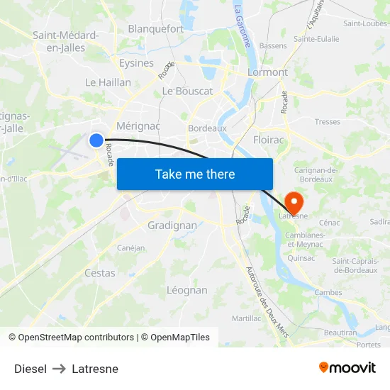 Diesel to Latresne map