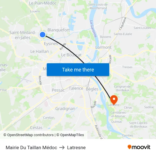 Mairie Du Taillan Médoc to Latresne map
