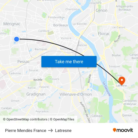 Pierre Mendès France to Latresne map