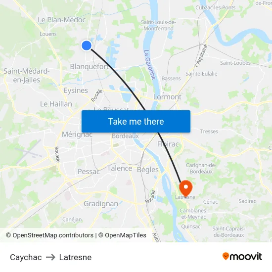 Caychac to Latresne map