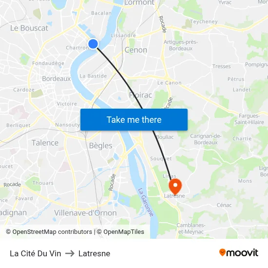 La Cité Du Vin to Latresne map