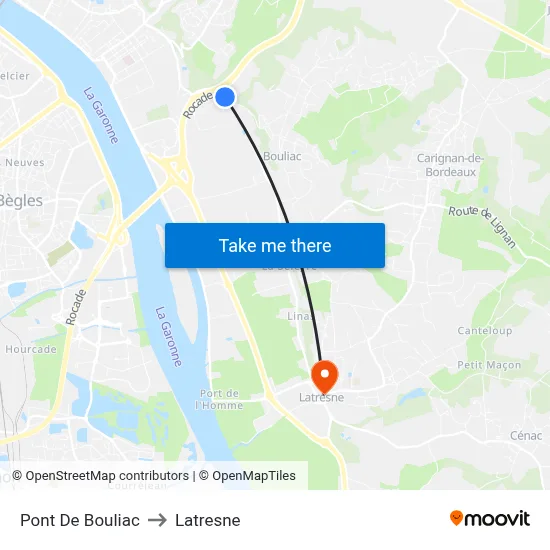 Pont De Bouliac to Latresne map