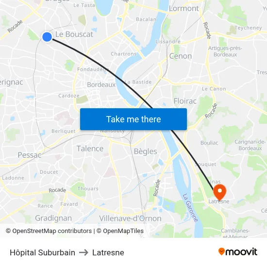 Hôpital Suburbain to Latresne map