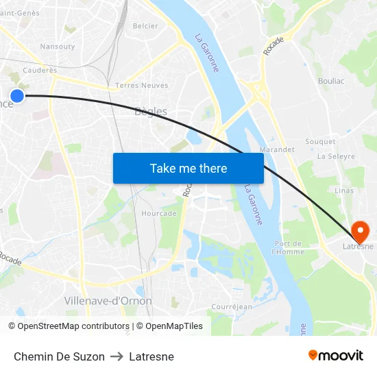 Chemin De Suzon to Latresne map