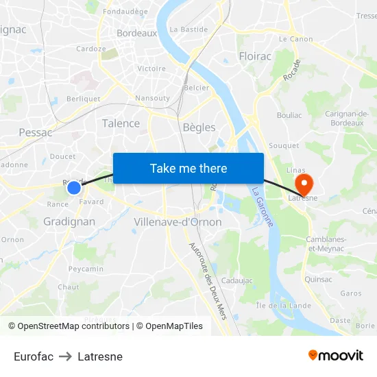 Eurofac to Latresne map