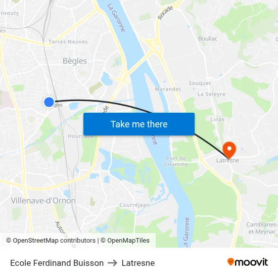 Ecole Ferdinand Buisson to Latresne map