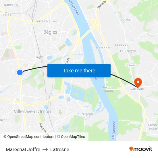 Maréchal Joffre to Latresne map