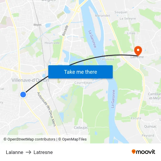 Lalanne to Latresne map