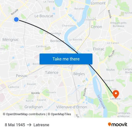 8 Mai 1945 to Latresne map