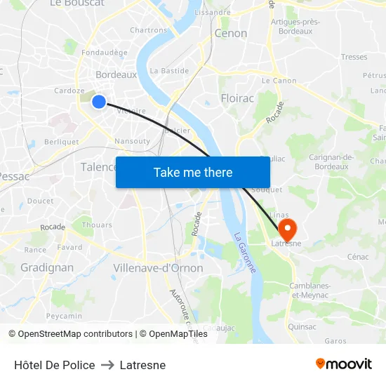 Hôtel De Police to Latresne map