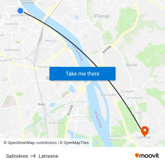 Salinières to Latresne map