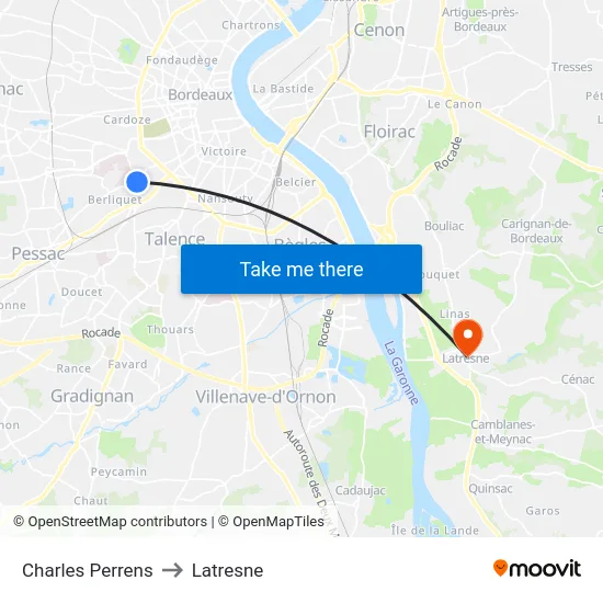 Charles Perrens to Latresne map