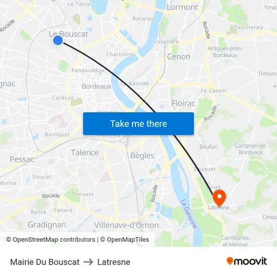 Mairie Du Bouscat to Latresne map
