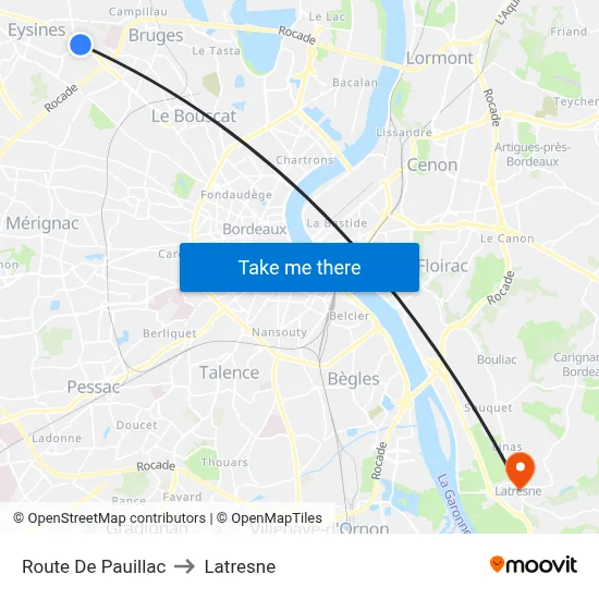 Route De Pauillac to Latresne map