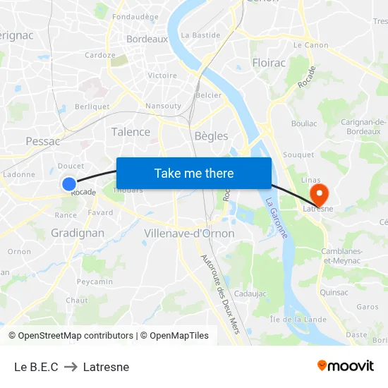 Le B.E.C to Latresne map