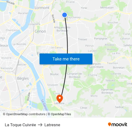 La Toque Cuivrée to Latresne map