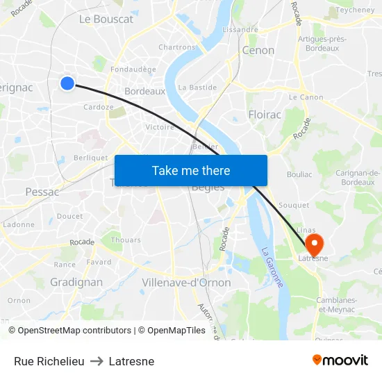 Rue Richelieu to Latresne map