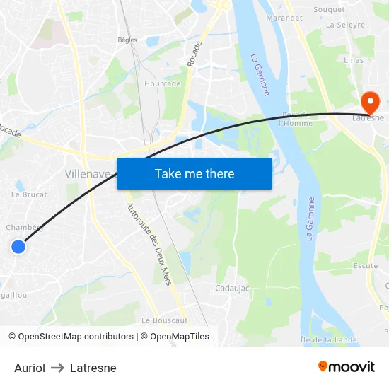 Auriol to Latresne map