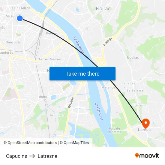 Capucins to Latresne map