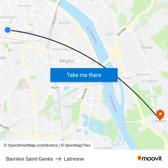 Barrière Saint-Genès to Latresne map