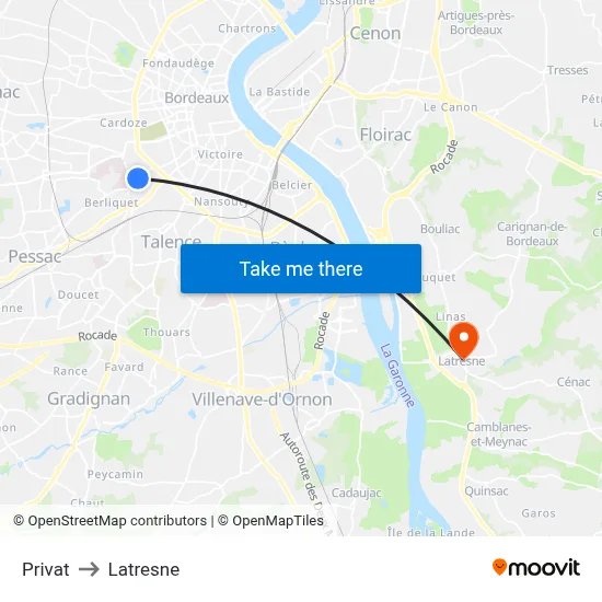 Privat to Latresne map