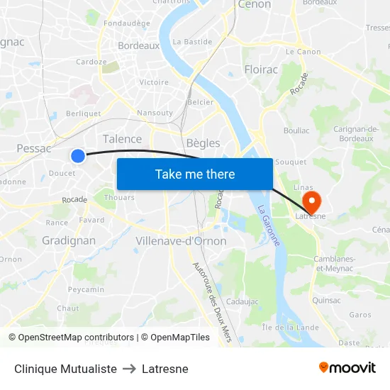Clinique Mutualiste to Latresne map