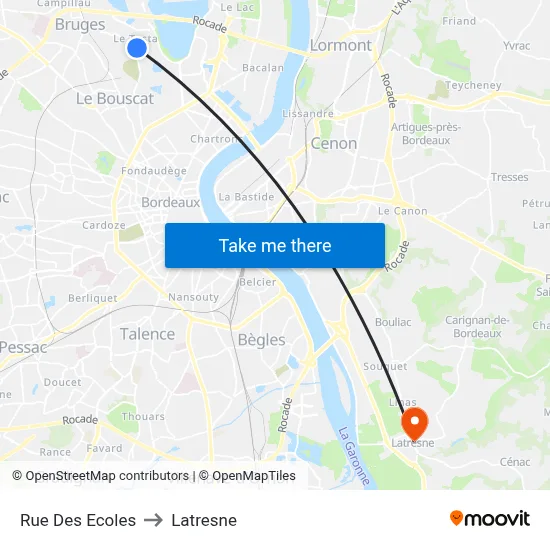 Rue Des Ecoles to Latresne map