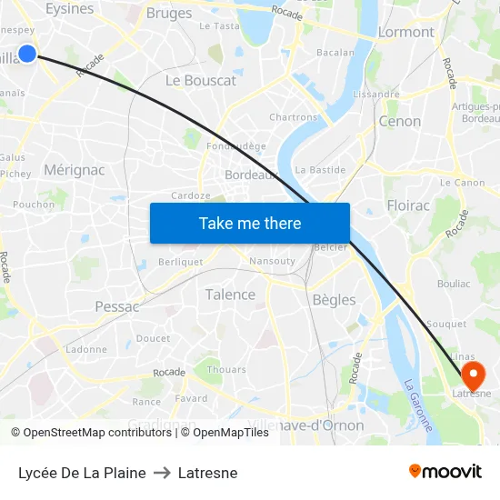 Lycée De La Plaine to Latresne map