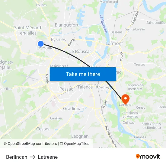 Berlincan to Latresne map