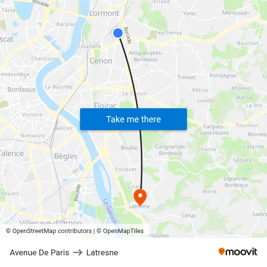 Avenue De Paris to Latresne map