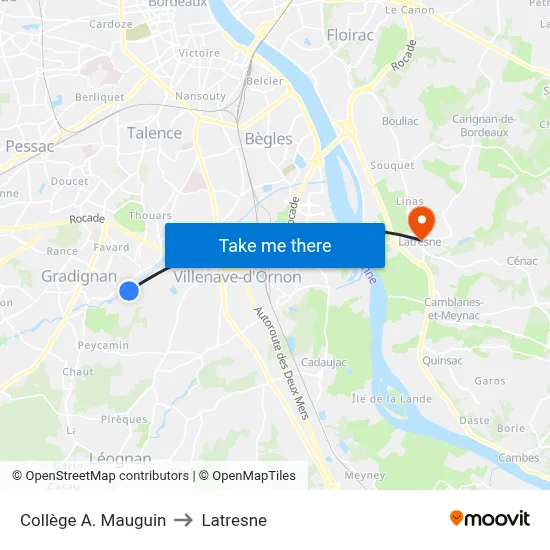 Collège A. Mauguin to Latresne map