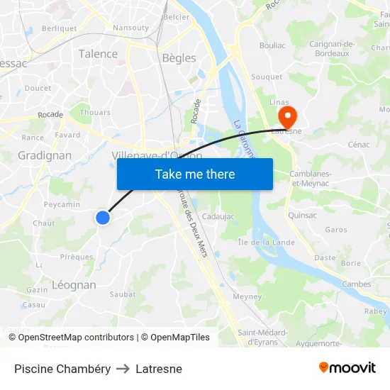 Piscine Chambéry to Latresne map