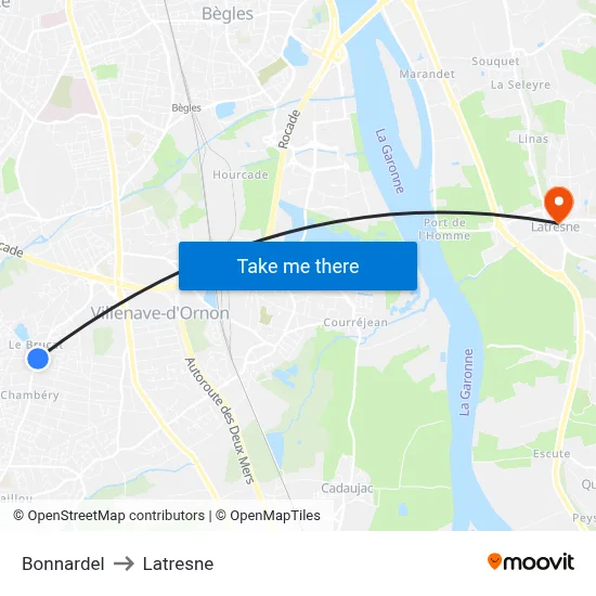 Bonnardel to Latresne map