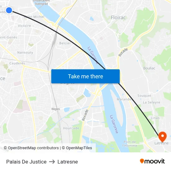Palais De Justice to Latresne map