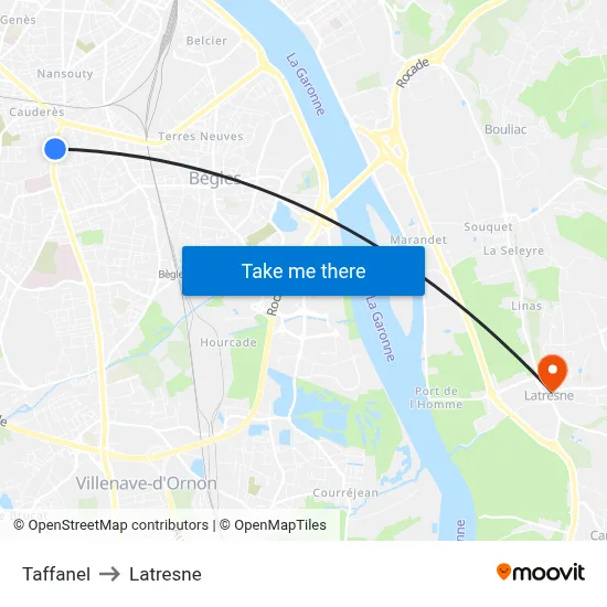 Taffanel to Latresne map