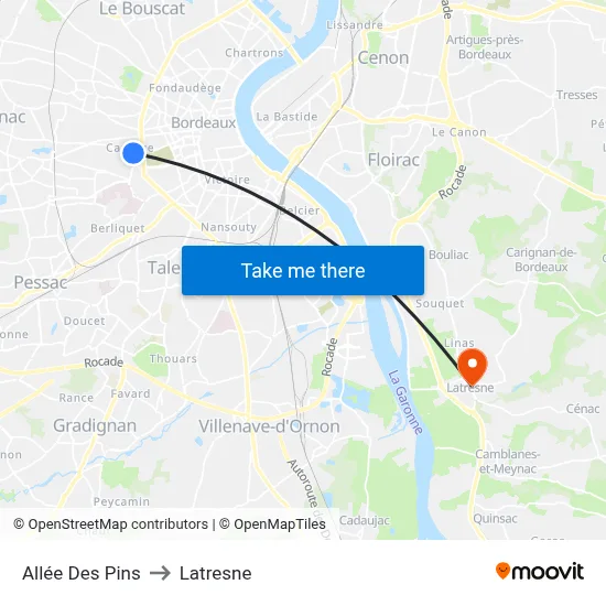 Allée Des Pins to Latresne map