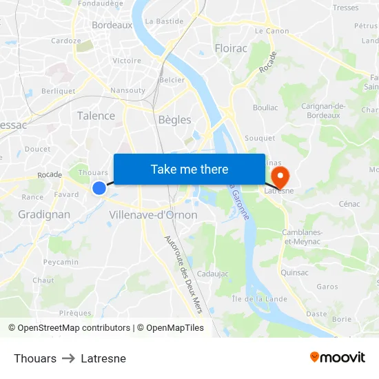 Thouars to Latresne map