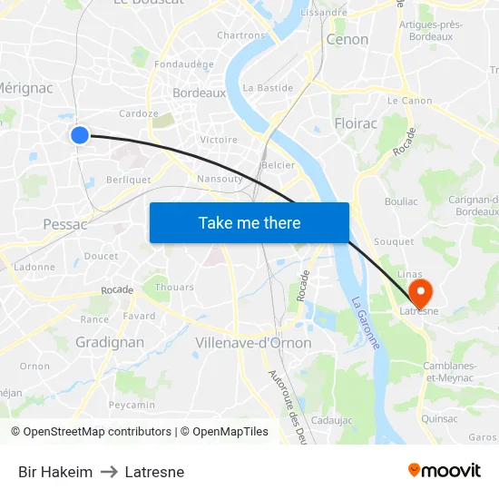 Bir Hakeim to Latresne map