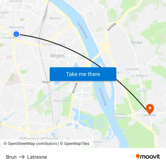 Brun to Latresne map