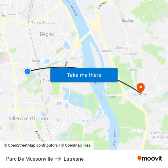 Parc De Mussonville to Latresne map