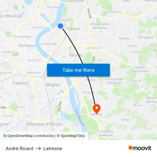 André Ricard to Latresne map