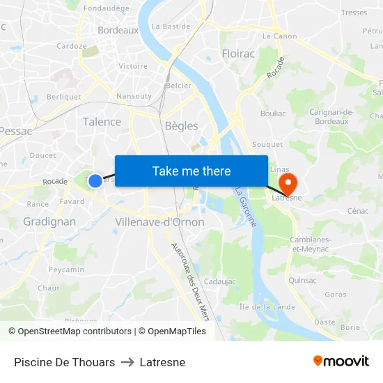 Piscine De Thouars to Latresne map