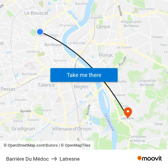 Barrière Du Médoc to Latresne map