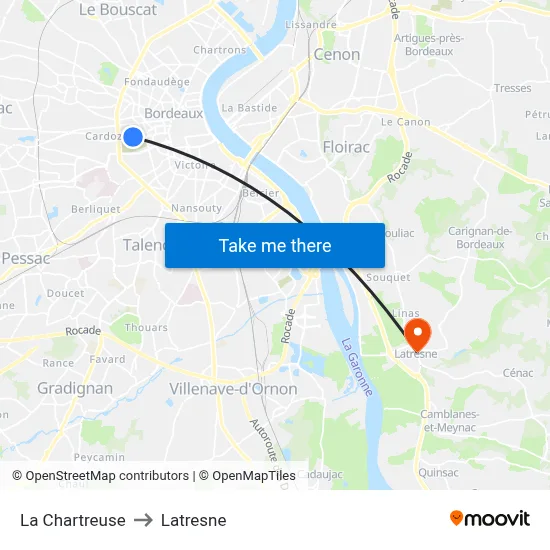 La Chartreuse to Latresne map